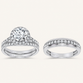 3CT Rounc Cut Diamond Trio Halo Set