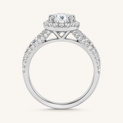 3CT Rounc Cut Diamond Trio Halo Set