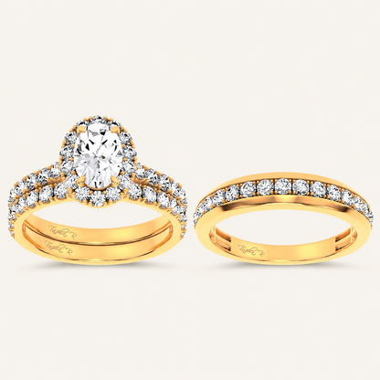 3.03CT Oval Cut Certified Lab Grown Diamond Trio Halo Set