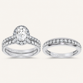 3.03CT Oval Cut Certified Lab Grown Diamond Trio Halo Set