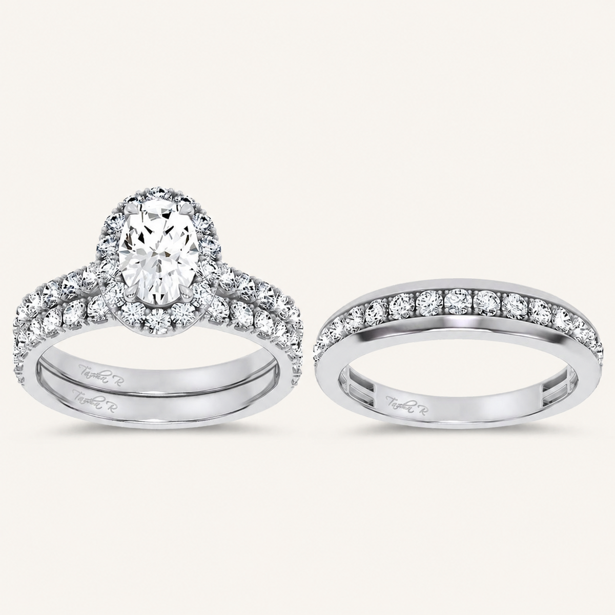 3.03CT Oval Cut Certified Lab Grown Diamond Trio Halo Set