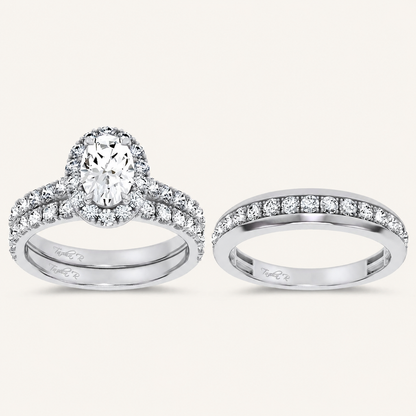 3.03CT Oval Cut Certified Lab Grown Diamond Trio Halo Set
