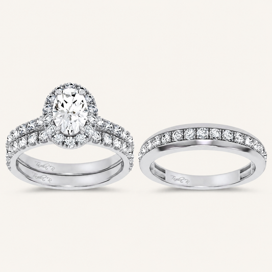 3.03CT Oval Cut Certified Lab Grown Diamond Trio Halo Set
