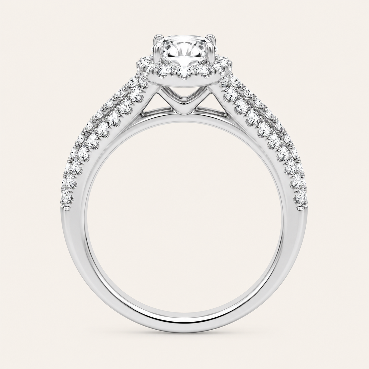 3.03CT Oval Cut Certified Lab Grown Diamond Trio Halo Set