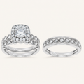 2.76CT Elongaed Cushion Certified Lab Grown Diamond Trio Halo Set