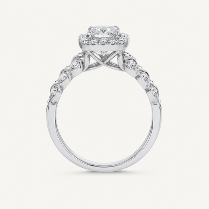 2.76CT Elongaed Cushion Certified Lab Grown Diamond Trio Halo Set