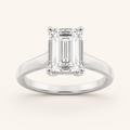 1 CT Emerald Cut Lab Grown Diamond Plain Cathedral Trellis Shank Solitaire Engagement Ring