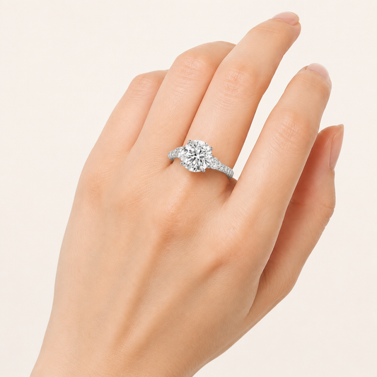 2.00 Ct Round Cut Lab Grown Diamond Side Stone Ring