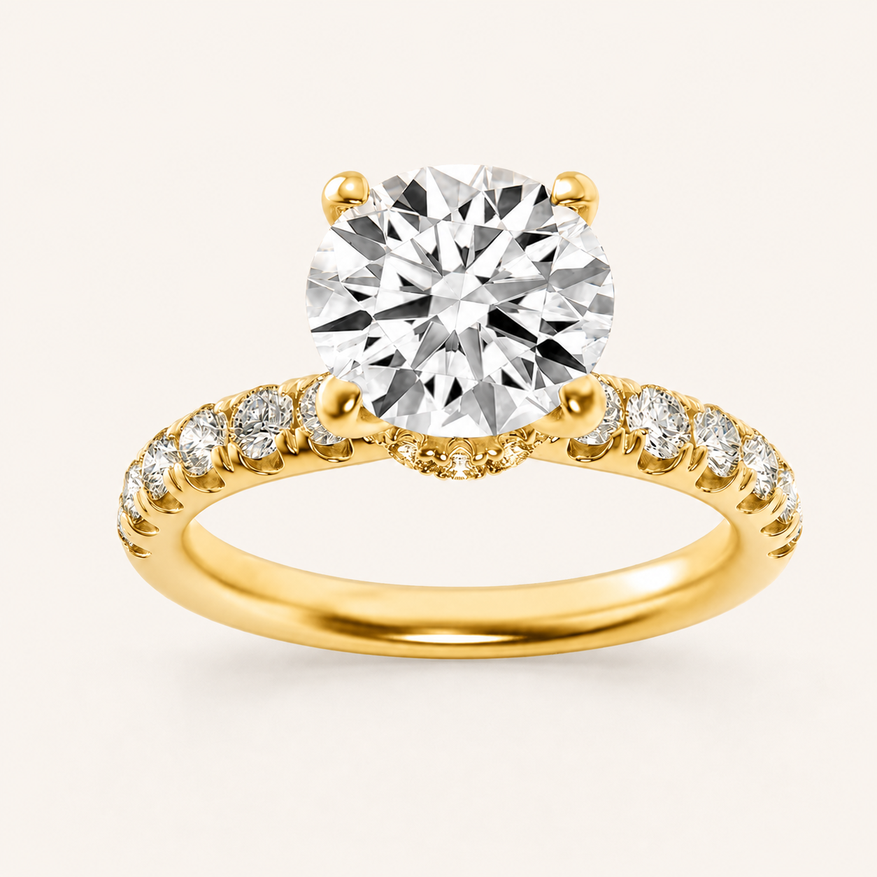 2.00 Ct Round Cut Lab Grown Diamond Side Stone Ring