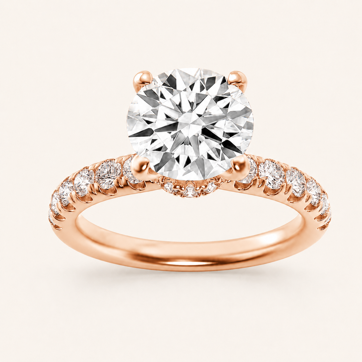 2.00 Ct Round Cut Lab Grown Diamond Side Stone Ring