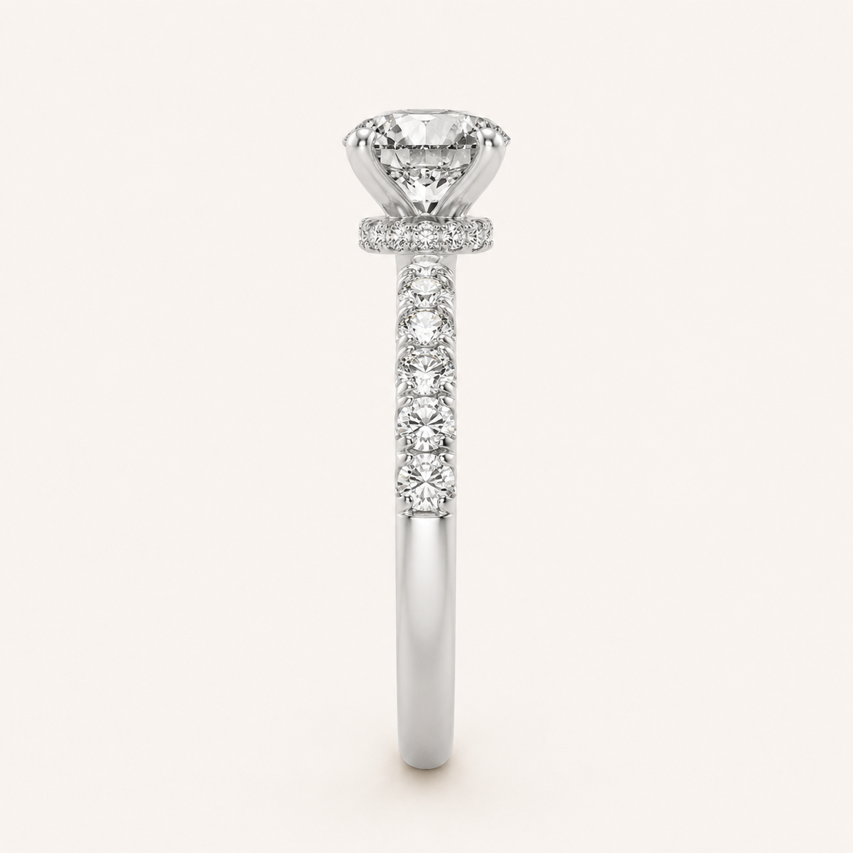 2.00 Ct Round Cut Lab Grown Diamond Side Stone Ring