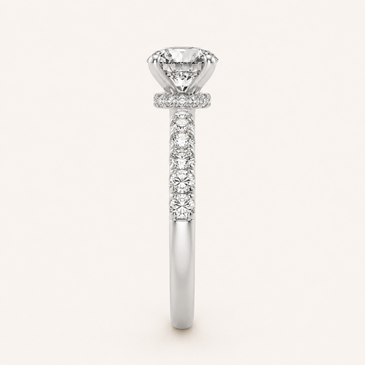 2.00 Ct Round Cut Lab Grown Diamond Side Stone Ring