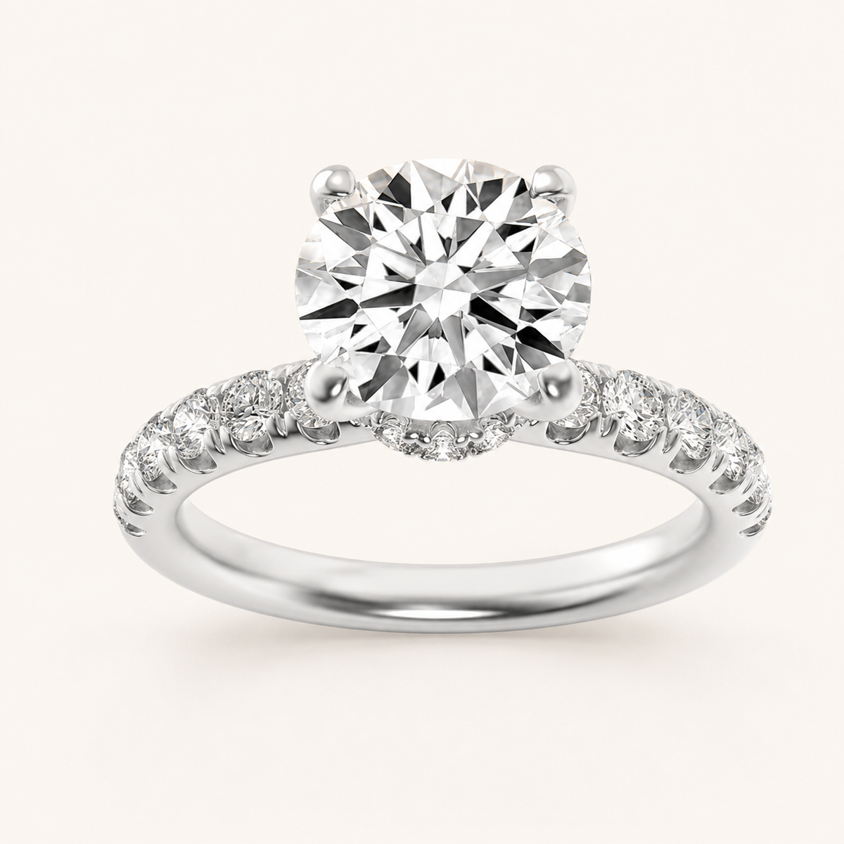 2.00 Ct Round Cut Lab Grown Diamond Side Stone Ring