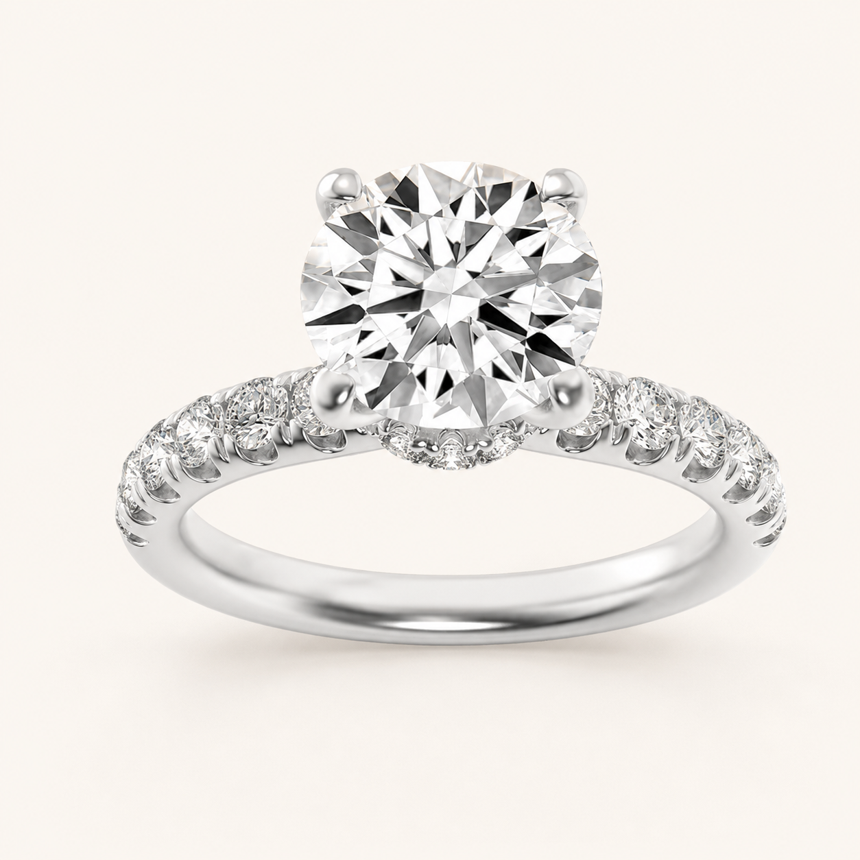 2.00 Ct Round Cut Lab Grown Diamond Side Stone Ring
