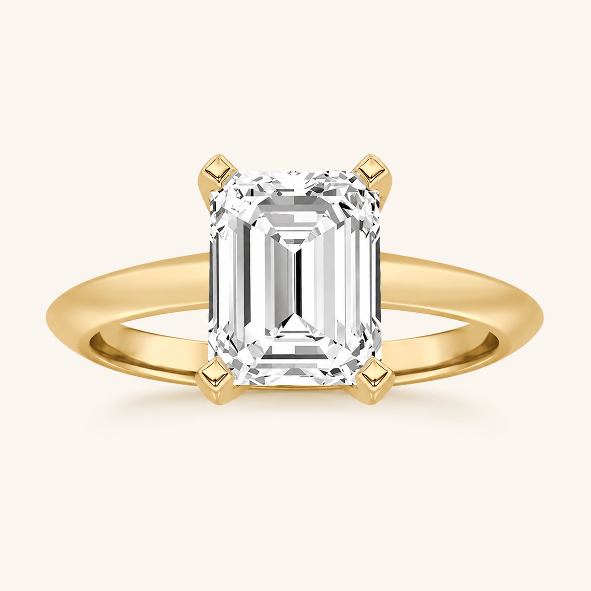 1.5CT Emerald Cut Lab Grown Diamond Knife Edge Shank Solitaire Engagement Ring