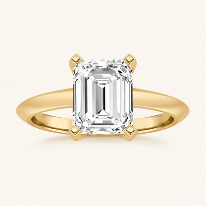 1.5CT Emerald Cut Lab Grown Diamond Knife Edge Shank Solitaire Engagement Ring
