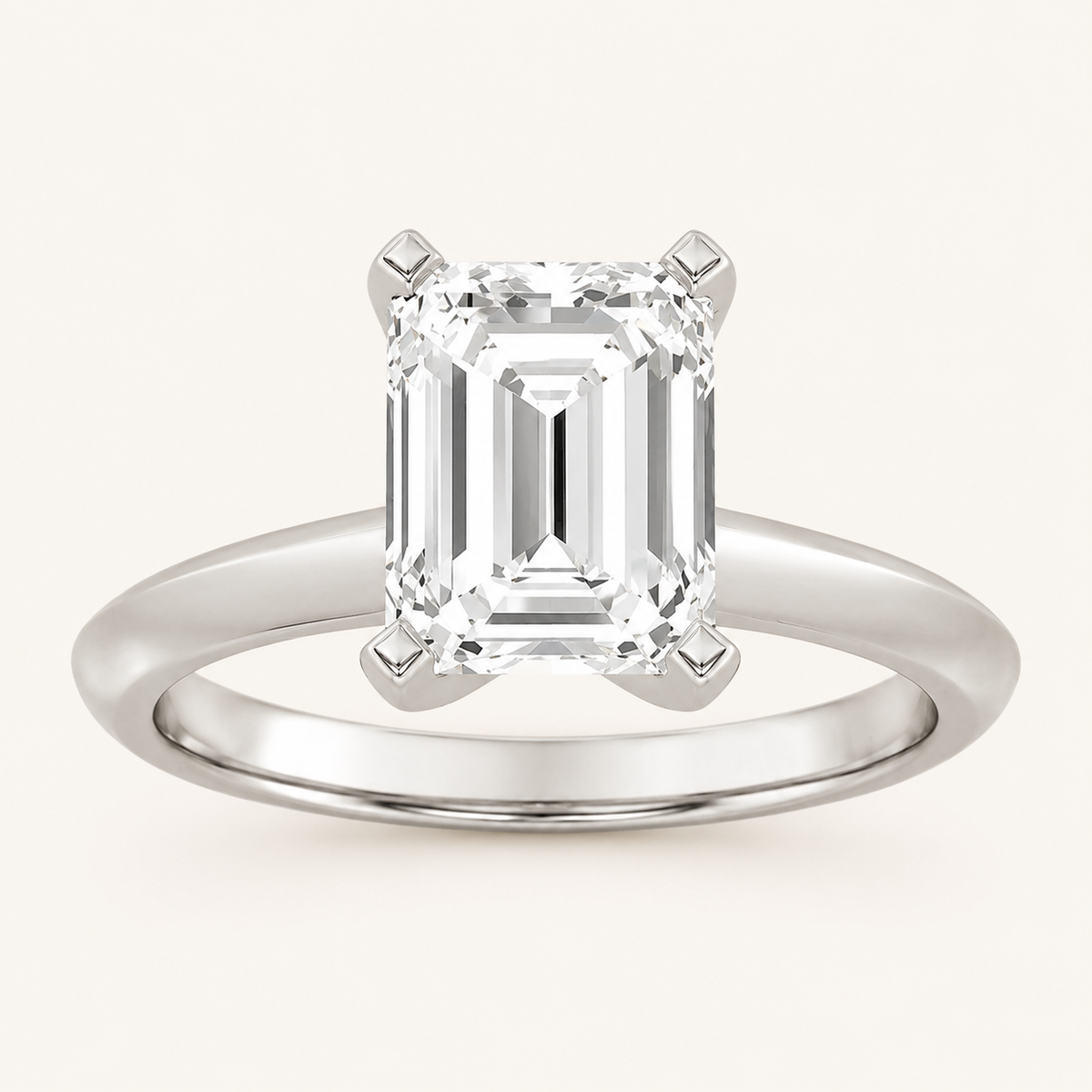 1.5CT Emerald Cut Lab Grown Diamond Knife Edge Shank Solitaire Engagement Ring