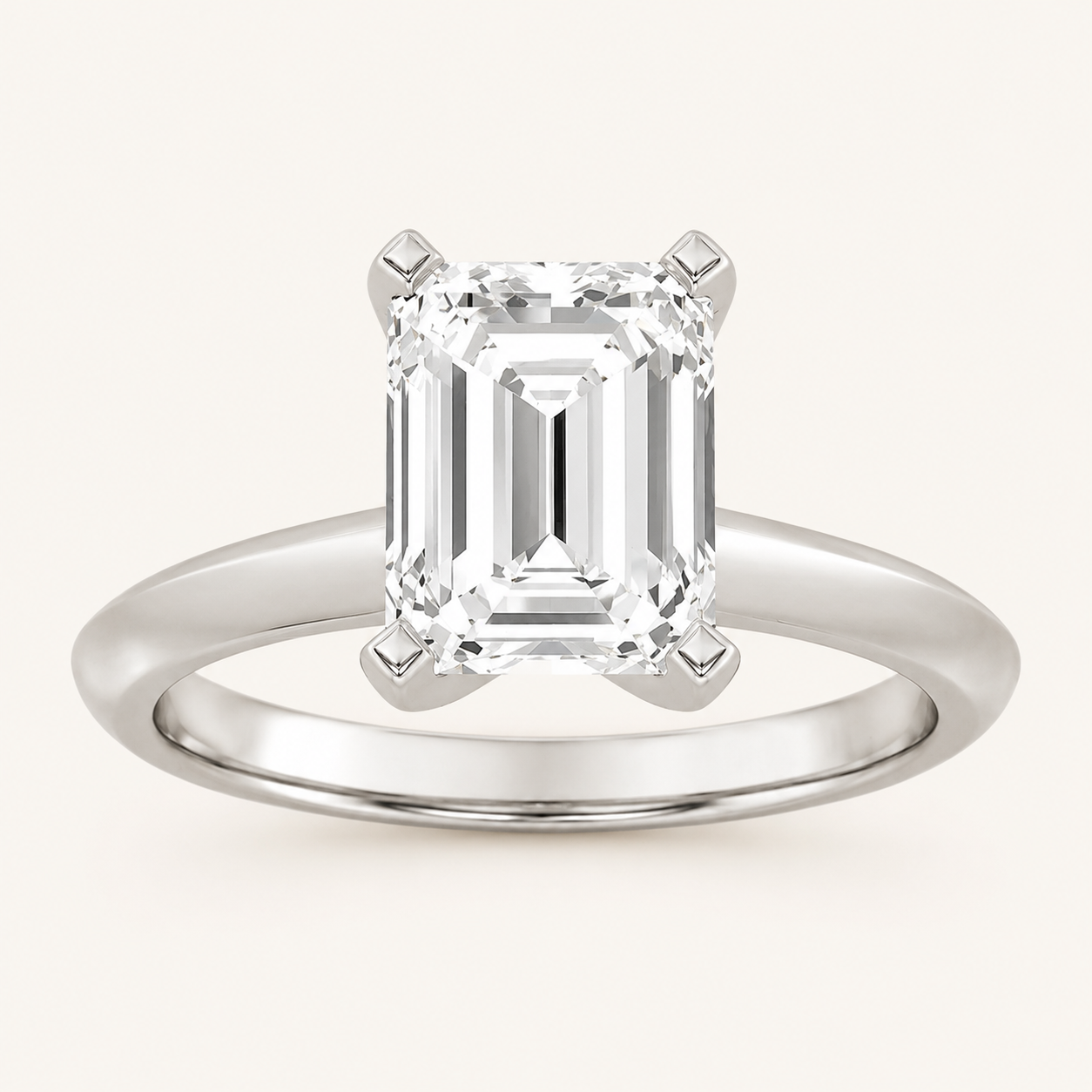 1.5CT Emerald Cut Lab Grown Diamond Knife Edge Shank Solitaire Engagement Ring