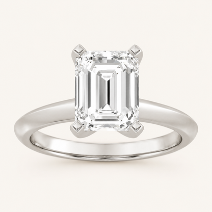 1.5CT Emerald Cut Lab Grown Diamond Knife Edge Shank Solitaire Engagement Ring