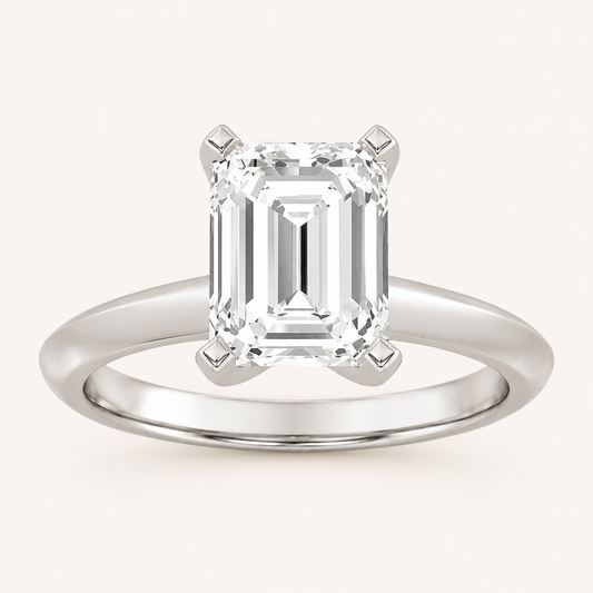 1.5CT Emerald Cut Lab Grown Diamond Knife Edge Shank Solitaire Engagement Ring