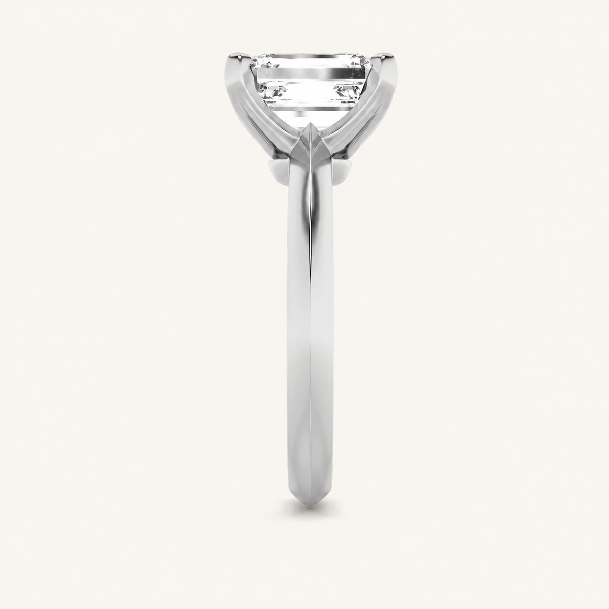 1.5CT Emerald Cut Lab Grown Diamond Knife Edge Shank Solitaire Engagement Ring