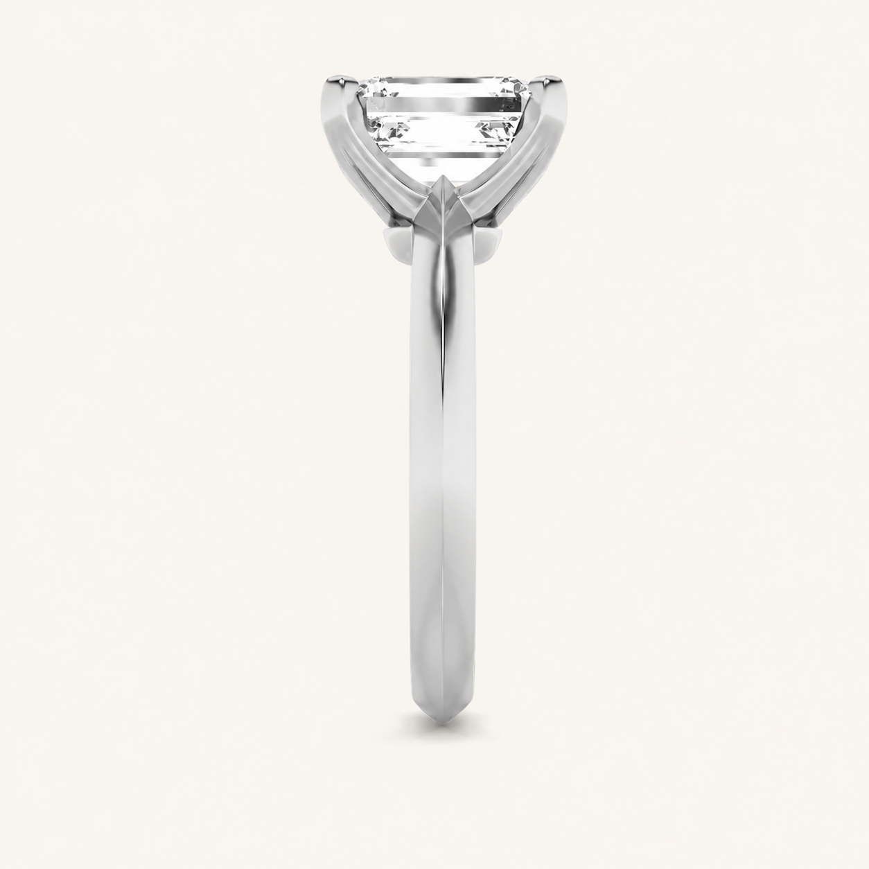 1.5CT Emerald Cut Lab Grown Diamond Knife Edge Shank Solitaire Engagement Ring