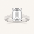 2CT Emerald Cut Lab Grown Diamond Plain Cathedral Trellis Shank Solitaire Engagement Ring