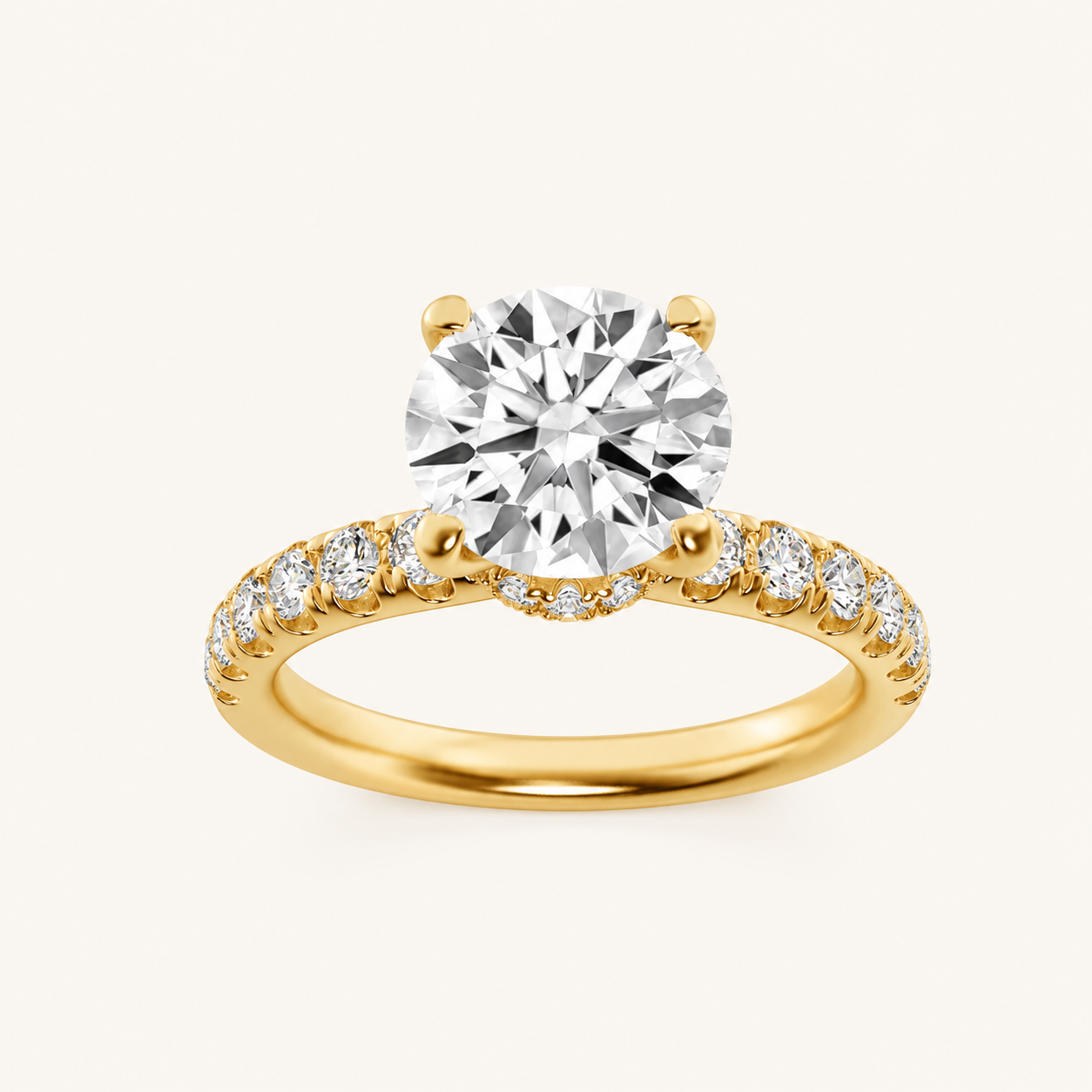 2.5CT Round Cut Lab Grown Diamond Side Stone Accented Ring