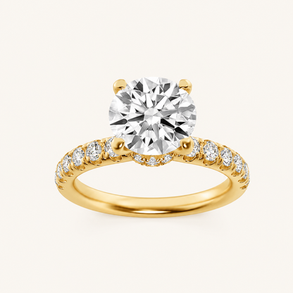 2.5CT Round Cut Lab Grown Diamond Side Stone Accented Ring
