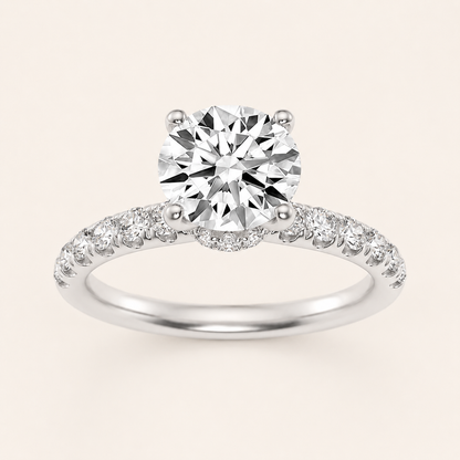 2.5CT Round Cut Lab Grown Diamond Side Stone Accented Ring
