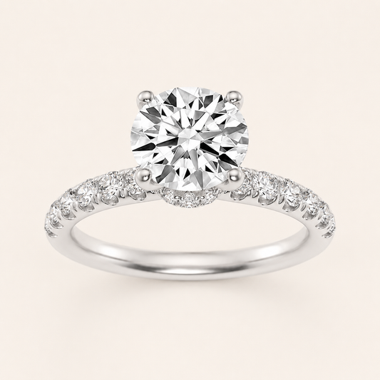 2.5CT Round Cut Lab Grown Diamond Side Stone Accented Ring