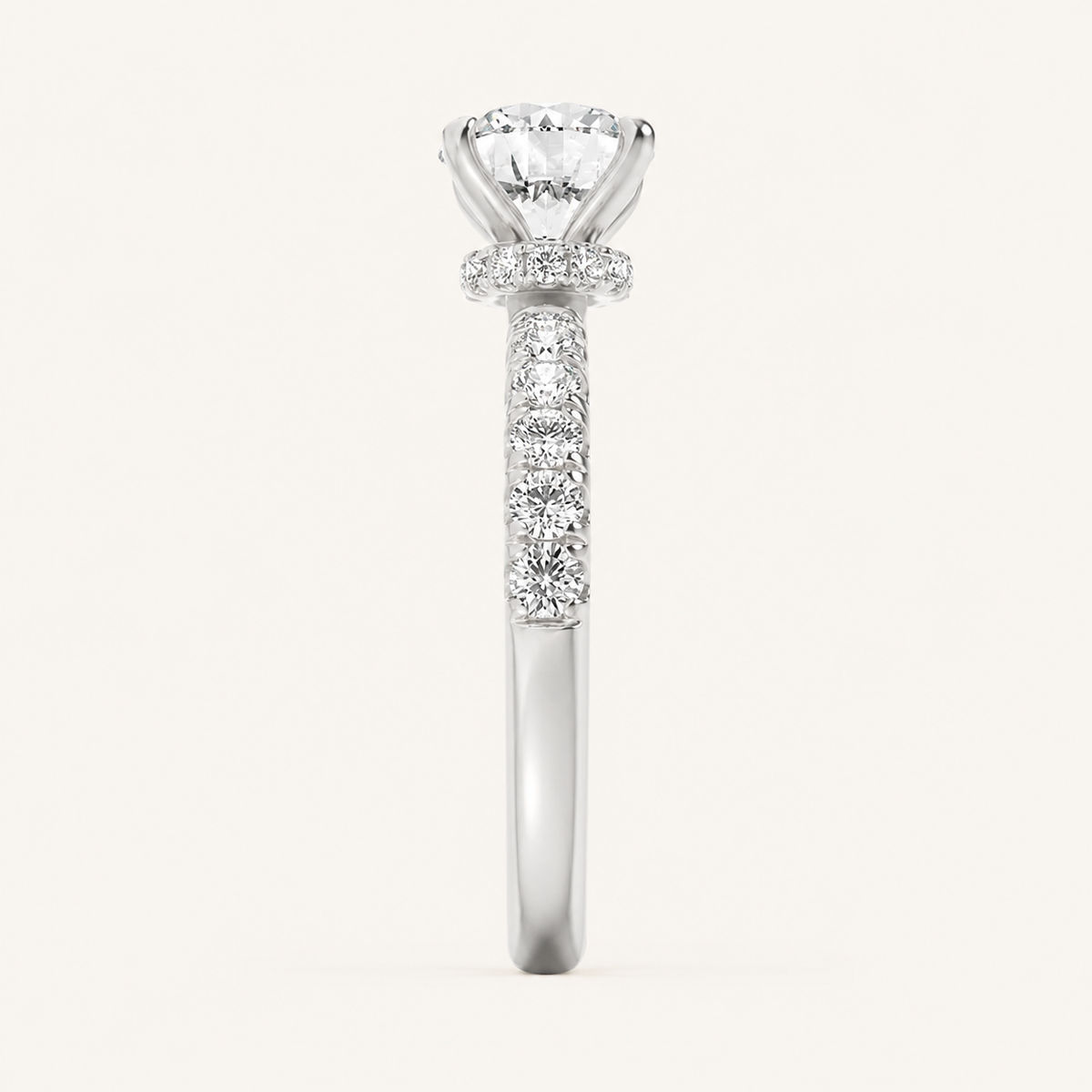 2.5CT Round Cut Lab Grown Diamond Side Stone Accented Ring