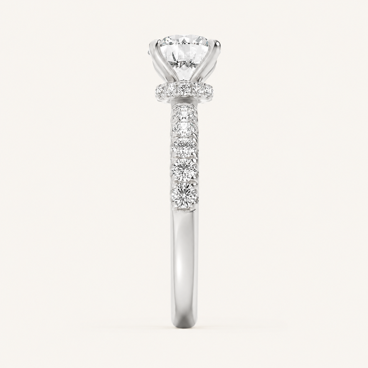 2.5CT Round Cut Lab Grown Diamond Side Stone Accented Ring