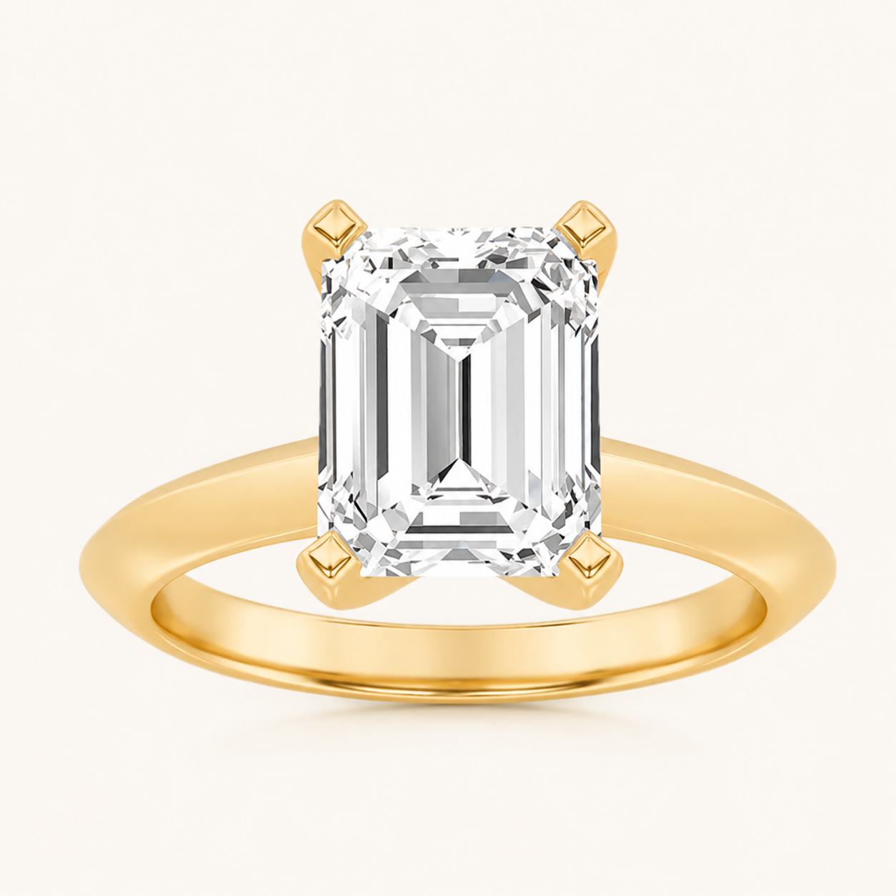 2.5CT Emerald Cut Lab Grown Diamond Knife Edge Shank Solitaire Engagement Ring