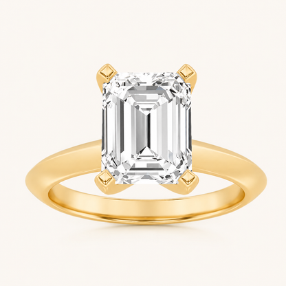 2.5CT Emerald Cut Lab Grown Diamond Knife Edge Shank Solitaire Engagement Ring