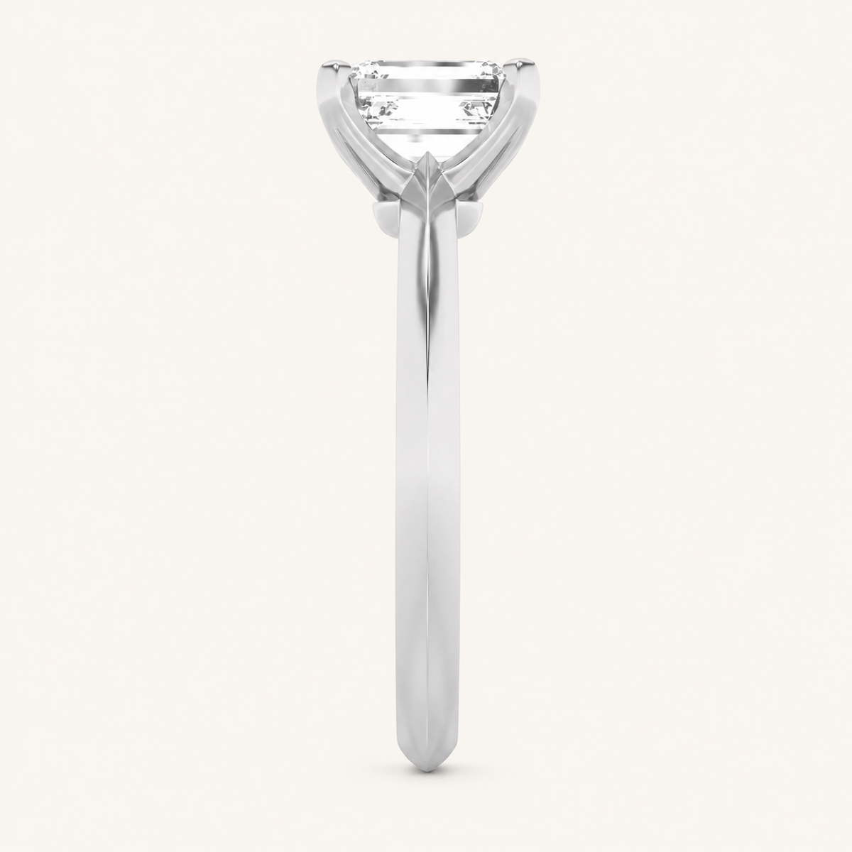 2.5CT Emerald Cut Lab Grown Diamond Knife Edge Shank Solitaire Engagement Ring