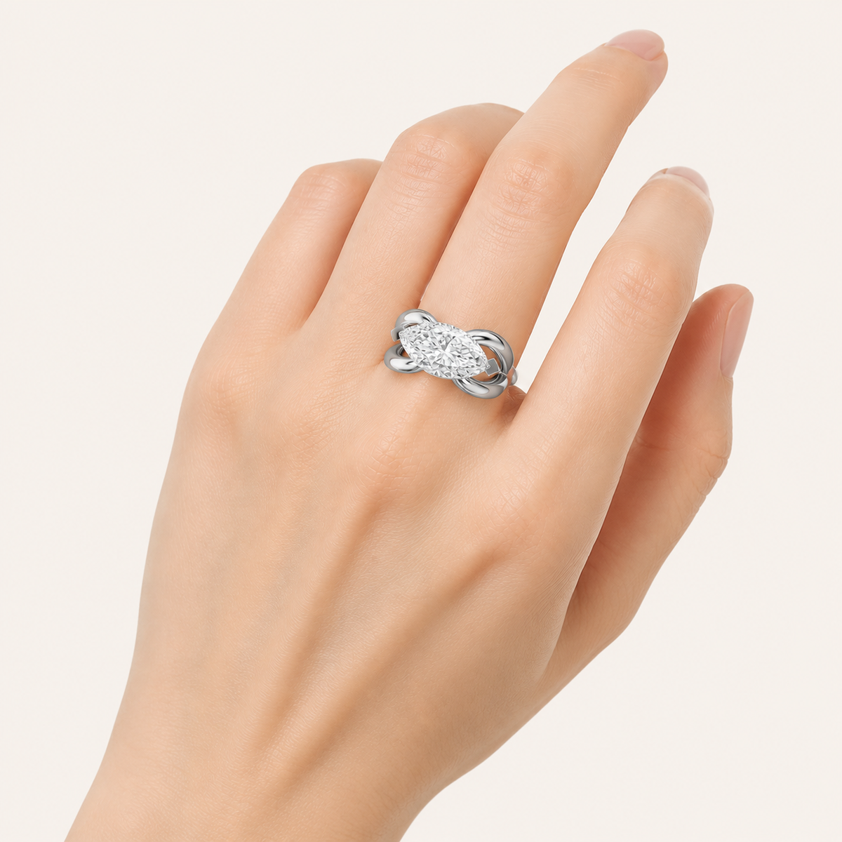 2CT Marquise Cut Lab Grown Diamond East West Solitaire Ring