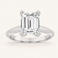 3.00 CT Emerald Cut Lab Grown Diamond Knife Edge Shank Solitaire Engagement Ring