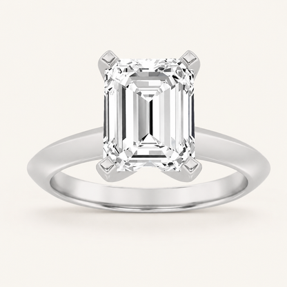 3.00 CT Emerald Cut Lab Grown Diamond Knife Edge Shank Solitaire Engagement Ring