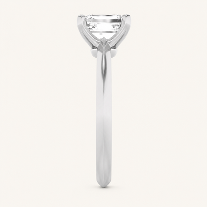 3.00 CT Emerald Cut Lab Grown Diamond Knife Edge Shank Solitaire Engagement Ring