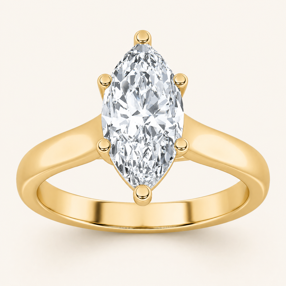 1 CT Marquise Cut Lab Grown Diamond Plain Cathedral Trellis Shank Solitaire Engagement Ring