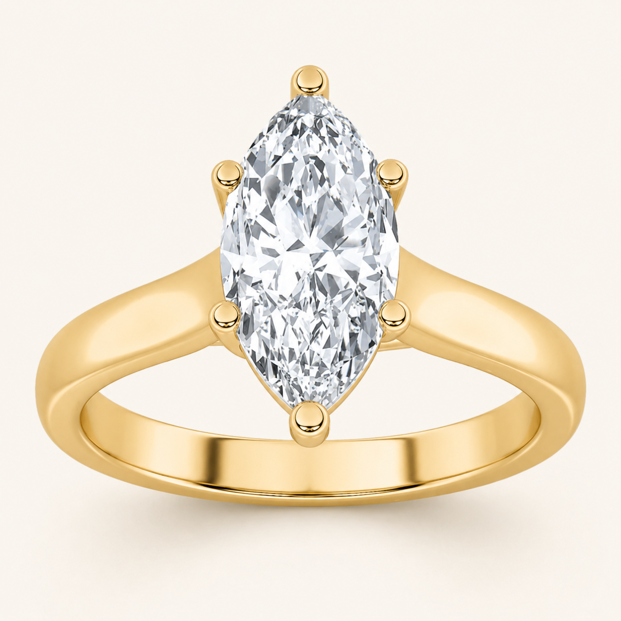 1 CT Marquise Cut Lab Grown Diamond Plain Cathedral Trellis Shank Solitaire Engagement Ring