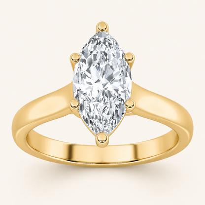 1 CT Marquise Cut Lab Grown Diamond Plain Cathedral Trellis Shank Solitaire Engagement Ring