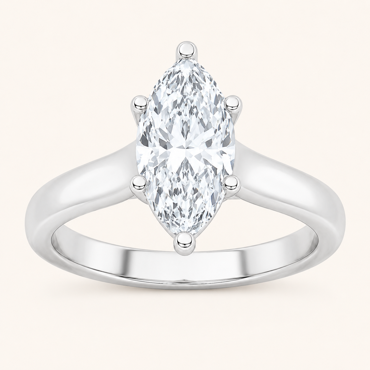 1 CT Marquise Cut Lab Grown Diamond Plain Cathedral Trellis Shank Solitaire Engagement Ring