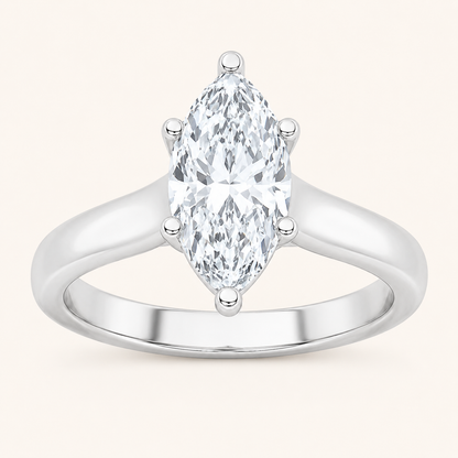 1 CT Marquise Cut Lab Grown Diamond Plain Cathedral Trellis Shank Solitaire Engagement Ring