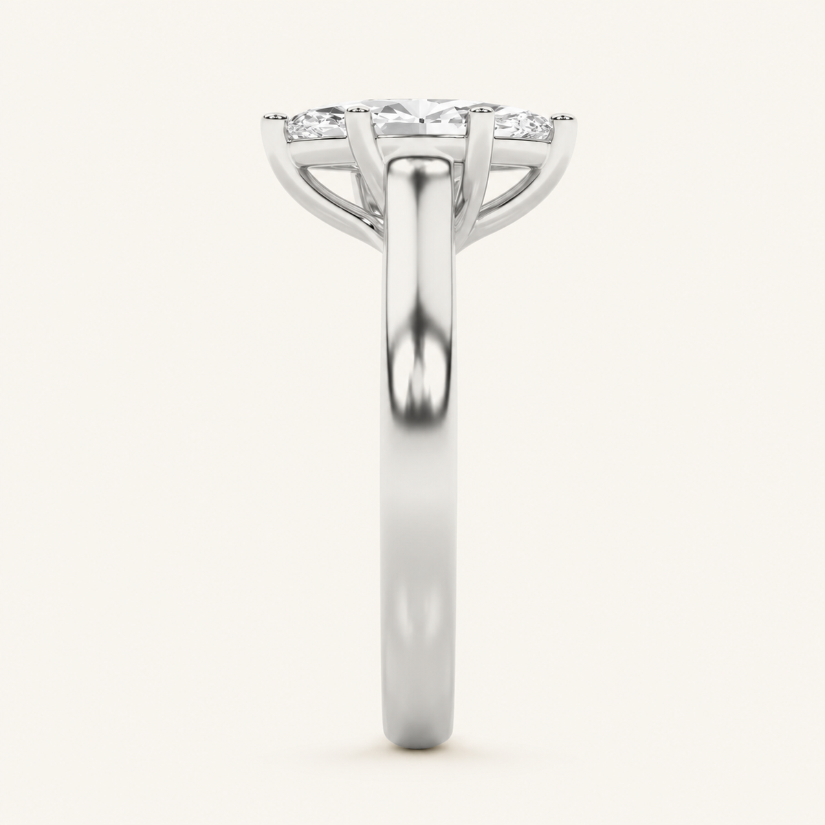 1 CT Marquise Cut Lab Grown Diamond Plain Cathedral Trellis Shank Solitaire Engagement Ring