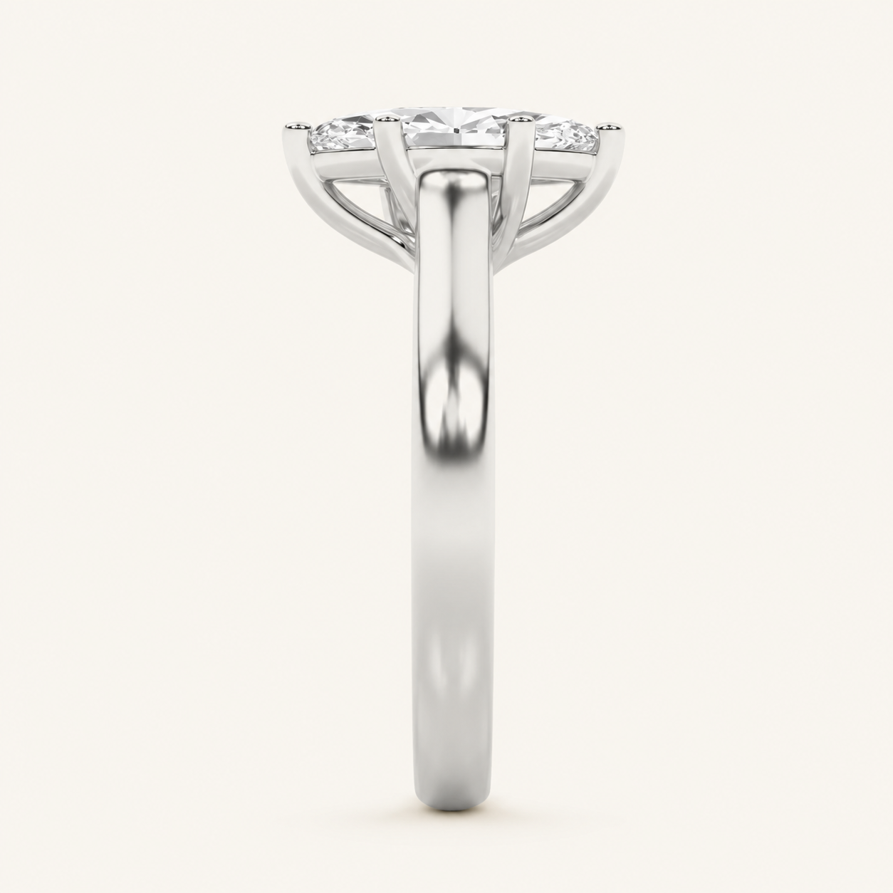 1 CT Marquise Cut Lab Grown Diamond Plain Cathedral Trellis Shank Solitaire Engagement Ring