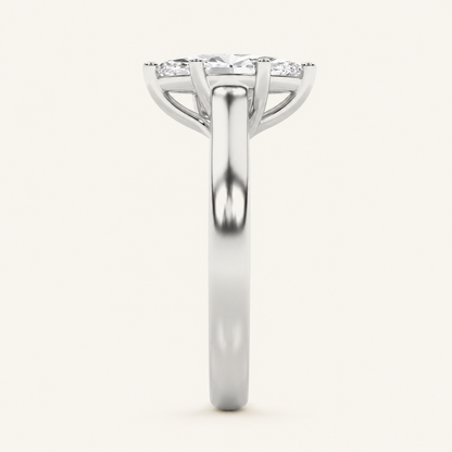 1 CT Marquise Cut Lab Grown Diamond Plain Cathedral Trellis Shank Solitaire Engagement Ring