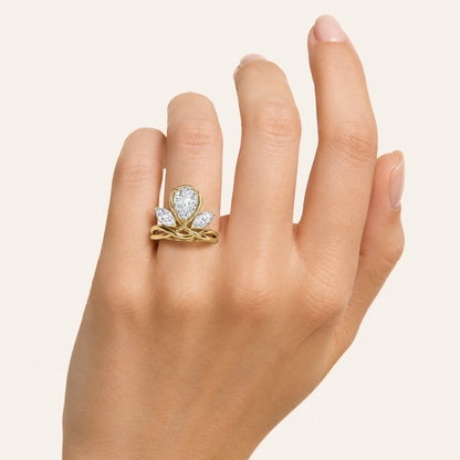 3.00 CT Pear Cut Lab Grown Diamond Three Stone Ring