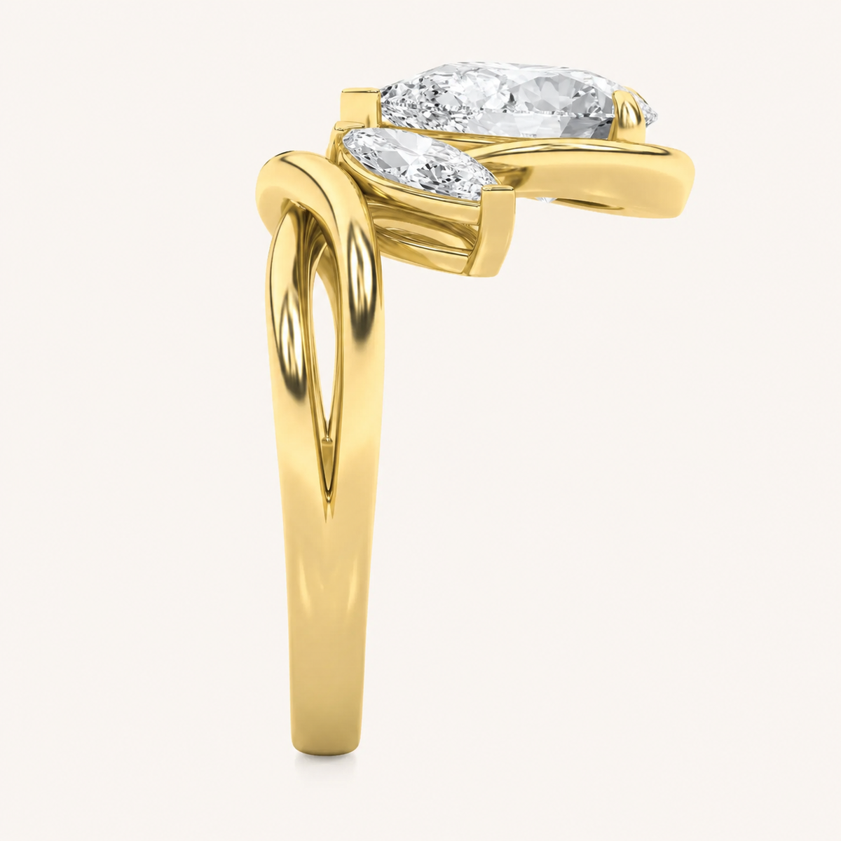 3.00 CT Pear Cut Lab Grown Diamond Three Stone Ring